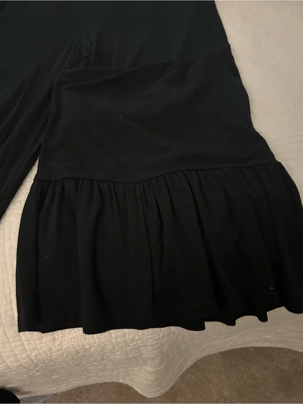Black Wide Leg Ruffle Hem Pants - Picture 4 of 5